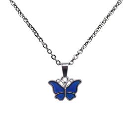 Colour Changing Butterfly necklace pendant Temperature sensing women necklaces fashion Jewellery will and sandy