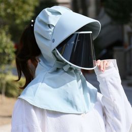 fashion adult children full face protective UV summer outdoor breathable anti droplet women sun protection hat with shield Y200714