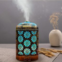 200ml Air Humidifier Iron Metal Ultrasonic Mist Maker Aroma Essential Oil Diffuser With 7 Color Light Change Bedroom Home SPA Y200416