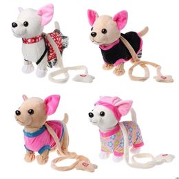 Electronic Pet Robot Dog Zipper Walking Singing Interactive Toy With Bag For Children Kids Birthday Gifts 201212