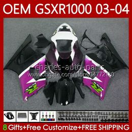 Rose black 100% Fit OEM Bodywork For SUZUKI GSX-R1000 1000CC K3 03-04 Fairing 67No.155 GSXR 1000 CC GSXR1000 03 04 GSXR-1000 K 3 GSX R1000 2003 2004 Injection Mould Body