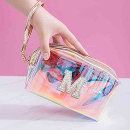 Nxy Cosmetic Bags Fashion Colourful Women Tpu Clear Designer Makeup Beauty Organiser Pouch Travel Ladies Portable Kit Case 220303