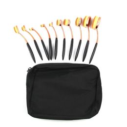 Makeup Brushes 10 Piece Brush Sets Rose Gold Foundation BB Powder Blush Designer Beauty Tools Black Cosmetics Bag Q240507