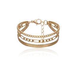 Stacking wrap bracelet Gold chains multilayer charm bracelets women bangle cuff fashion jewelry will and sandy gift
