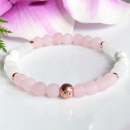 MG1085 New Design 6 mm Matte Rose Quartz Essential Oil Bracelet Clear Quartz Lava Enegry Jewelry Mala Diffuser Bracelet For Women