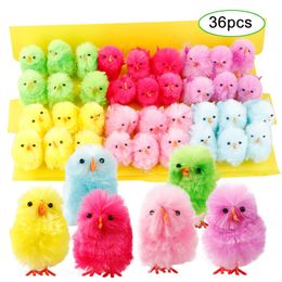 36pcs Mini Easter Chicks Simulation Easter Colorful Chick Lovely Artificial Home Decoration Toys Kids Easter Gift
