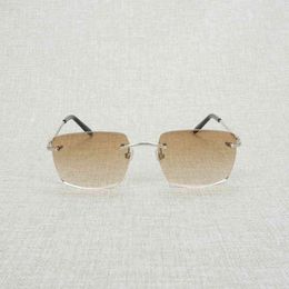 Fine Accessories Ancient Rimless Big Square Sunglasses Men Oversize Glasses Frame Women Eyeglasses Shades Oculos Gafas for Driving Outdoor 011B French