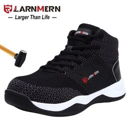 LARNMERN Mens Steel Toe Safety Work Shoes For Men Breathable Lightweight Anti-smashing Non-slip Reflective Protective Boots Y200915
