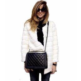 Faux fur coat Winter new Europe and America S-4XL plus size Slim Long Sleeve White Black Beige Fashion Faux fur coat LR293 201110