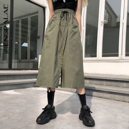 SHENGPALAE 2020 New Harajuku High Waist Loose Long Skirt Shorts Women Summer Autumn Korean Plus Size Street ZA4611 T200701