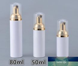 10pcs/lot 30ml 50ml 80ml white bottle with gold foaming pump ,MOUSSE BOTTLE, facial cleaner bottle/ hand washing bottle