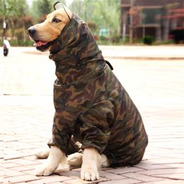 Pet Dog Camouflage Raincoat For Big Dogs Waterproof Outdoor Clothes Hooded Rain Cloak Jumpsuit French Bulldog Overalls Labrador 201114