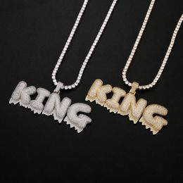 Hip Hop Iced Out Letters Custom Name Cubic Zircon Chain Pendant Necklace For Men Women Jewelry273q