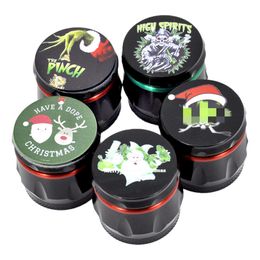 christmas drums Canada - Christmas Drum Shape Grinder Metal Zinc Alloy Smoking Herb 40mm 4 Parts Layers Tobacco Cigarette Spice Crusher Miller Gift Santa DHL