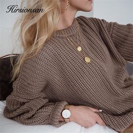 Hirsionsan Loose Autumn Sweater Women 2020 New Korean Elegant Knitted Sweater Oversized Warm Female Pullovers Fashion Solid Tops LJ200815