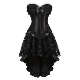 Bustiers & Corsets And Burlesque Corset Skirt Set Lace Lingerie Dress Gothic Gowns Party Plus Size Fashion Sexy Black1