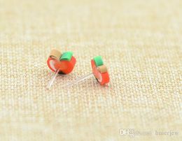 Earrings For Women 6 pair/pack New cute Handmade Polymer fruit Hypoallergenic Stud Earrings