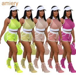 Frauen Baseball Sportwear Tracksanzuiten Solid Color Casual Zweikämpfe kurze Hosen Set Fashion Mesh Sports Anzug Sommerballkleidung