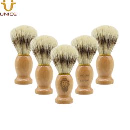 Badger Shave Brush MOQ 100pcs OEM Customised LOGO Beard Barber Razor Brushes Wooden Handle & Boar Bristle Mens Facial Shaving