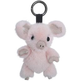 Keychains Imported Real Cute Piggy Fur Bag Pendant Plush Doll Car Key Rings Trendy Jewelry Accessori