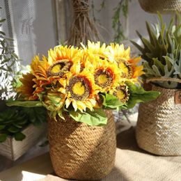 Decorative Flowers & Wreaths Artificial Sunflower Flower Bouquet 7 Heads Silk Fake For Party Office Decor Home Garden Decoration Plants1