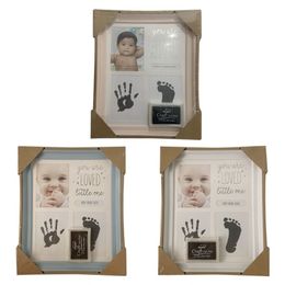 Baby Kids Birthday Gift Newborn Hand and Foot Print Ornaments 12 Months Photo Frame with Craft Ink Pad Home Decoration 201211