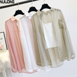 NIJIUDING Women Thin Coat Casual Summer Sun Protection Clothes Female Cardigan Shirt Clothing Tops Blouse For Woman Covers Blusa LJ200812
