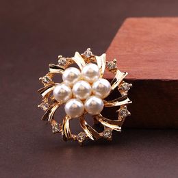 Pins, Brooches TODOX Women Pearl Lovely Crystal Simple And Refined High Grade Pins Rhinestone Flower Button Mother Style Gifts