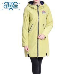 Women's Coat Spring Autum Hot sale Thin Cotton Parka Long Plus Size Hood Women Jacket New Designs Fashion CEPRASK 201110