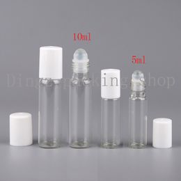 (50pcs/lot)5ml Mini Amber Glass Essential Oil Bottle Orifice Reducer & cap Brwon Vials Roller Ball Wholesale