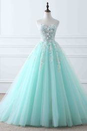 Sweetheart Neckline Lace Up Back Sequined Applique Adorned Ice Blue Formal Prom Evening Dress Gala Carnival Party