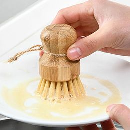 Dish Washing Brush Bamboo Pot Brush Kitchen Cleaner Palm Short Handle Round Dish Brush Kitchen Accessories Tools H jllgYx