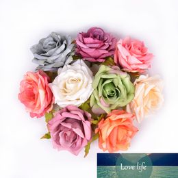 5Pcs Silk Blooming Rose 7cm Artificial Flowers Head for Wedding Home Decoration Bridal Wreath Gifts Scrapbook Craft Fake Flower