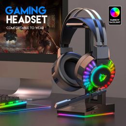 Professional Led Light Wired Gamer Headphones With Microphone For PS5/4 X-box One Computer Bass Stereo PC Gaming Headset Gifts