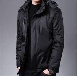 Man Solid Color Outdoor Jackets Fashion Trend Long Sleeve Fleece Zipper Hooded Coats Designer Male Winter New Casual Windproof Outerwear