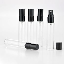 Wholesale 100 Pieces/Lot 10ML Mini Portable Glass Perfume Bottle With Black Sprayer Empty Cosmetic Parfum Vial For Traveler