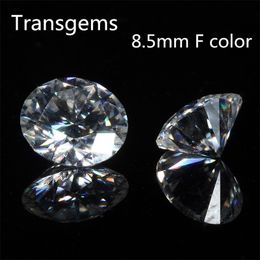 Transgems 1 Piece 8.5mm F Color Round Hearts and Arrows Cut Moissanites Loose Stone Beads for Jewelry Making Moissanite Diamond Y200620