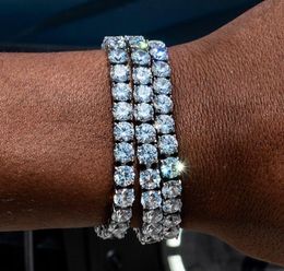 cz tennis bracelets Canada - Round Square Cut Mens Tennis Bracelet Zirconia Triple Lock Hiphop Jewelry Cubic Luxury Crystal Cz Men Fashion Charm Bracelets Jewelry 4Xsjs