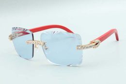 style red wood temples sunglasses 3524020, cutting lens XL diamonds glasses, size: 58-18-135 mm