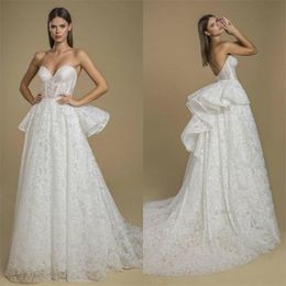 Style Country Sexy Full Lace A Line Dresses Sweetheart Appliqued Bridal Gowns Tiered Tulle Sweep Train Wedding Dress Robes De ppliqued