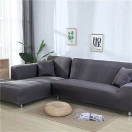 Elastic Solid Colour Sofa Cover for L Shaped Sectional Corner Chaise Longue Sofa Stretch Couch Cover Slipcovers for Living Room 201222