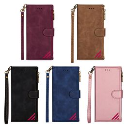 Fashion Zipper Leather Wallet Pocket ID 3 Card Slot Holder Flip Cover Case for iPhone 12mini pro max 11 Samsung S20 FE S20 PLUS NOTE20 Ultra