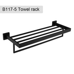 Black Quality Bathroom Hardware Set 304 Stainless Steel Towel Rack Toilet Paper Holder Liquid Soap Holder Towel Bar 10 Choice LJ201204