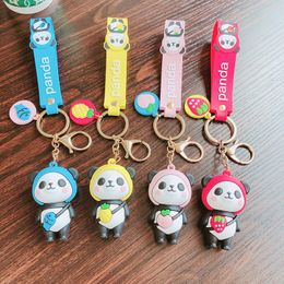 Cute cartoon Panda keychain Silicone Key chains For Women 3D Animal Keyrings Charm Car Key Holder bag ornaments gifts