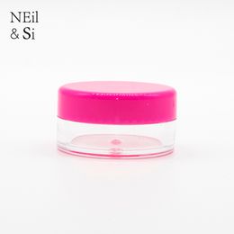 Small 3g 5g Plastic Jar Lip oil Cosmetic Nail Polish Cream Sample Pink Refillable Empty Round Bottles Free Shipping