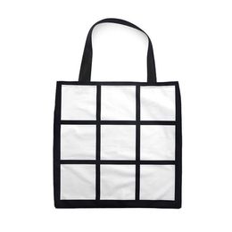 Sublimation Blank Handbag White Blanks Grid Shopping Bag 9 Panels Women Tote Bag Reusable Storage Bags YG1008