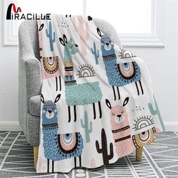 Miracille Soft Flannel blankets Alpaca For Kid Cartoon Blanket Throw Blanket Bedding Thick Warm On The Bed Sofa 201112