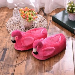 Women Winter Slippers Ladies Warm Fur Plush Flat House Shoes Female Ear Fashion Comfortable Casual Slip On Flamingo Pig Y201026