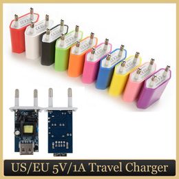 Universal EU USA Wall Adapter Plug USB Home Travel Charger Power Cube 1A for Smartphone Android iPhone