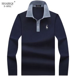 Keep warm Fashion Men Polo Shirt Solid Colour Slim Fit Polo Men Long Sleeve Mercerized Cotton Casual Polos Shirt Mens S-10XL 220312